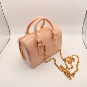 Cute & Fun Pale Pink Handbag with Gold Chain